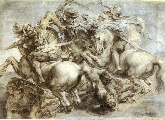 Копи картона фрески Леонардо да Винчи «Битва при Ангияри». Работа Рубенса